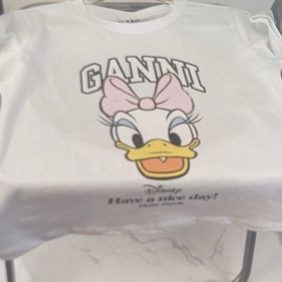 Ganni White Tee with Pink and Yellow Design - Picture 3 of 4